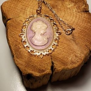 Rose Gold Lavender Cameo Necklace
